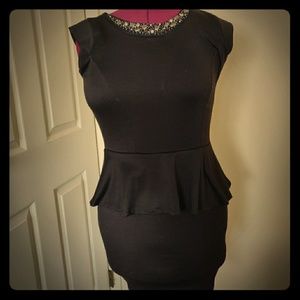 Black Peplum Bodycon Cocktail Dress